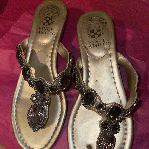 Vince Camuto Womens Imanal Gold Leather sandals 6 - Picture 2 of 6